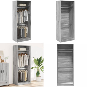 vidaXL Kledingkast 80x50x200 cm bewerkt hout grijs sonoma eikenkleur - Kledingkast - Kledingkasten - Klerenkast - Garderobekast