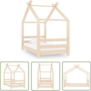 vidaXL Boomhut Bed - Kinderbed - Kinderbedframe massief grenenhout 70x140 cm - Houten Bed - Grenenhouten Bed - Kids Bed