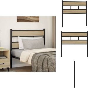 vidaXL Hoofdbord - Hoofdborden - Bed Hoofdbord - Bedhoofdbord - Hoofdbord 75 cm ijzer en bewerkt hout sonoma eikenkleurig
