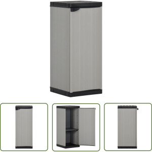 vidaXL Opslagbox - Tuin Kast - Tuinkast met 1 schap 35x40x85 cm grijs en zwart - Buitenschrank - Pvc Kast - Grijze Kast