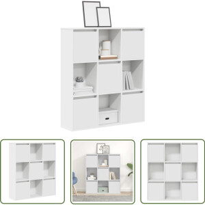 vidaXL Houten Boekenkast - Boekenkast - Boekenkast 89x24x101,5 cm bewerkt hout wit - Wit Boekenkast - Bibliotheekkast - Opbergkast
