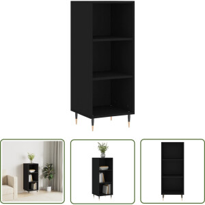 vidaXL Zwarte Dressoir - Dressoir - Dressoir 34,5x32,5x90 cm bewerkt hout zwart - Houten Dressoir - Salontafel - Tv Tafel