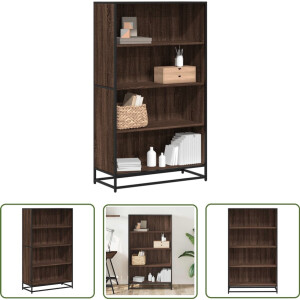 vidaXL Houten Boekenkast - Boekenkast - Boekenkast 80,5x35x139 cm bewerkt hout bruin eikenkleurig - Bruine Eiken Boekenkast - Opbergkast - Bibliotheek