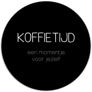 Label2X - Muurcirkel koffietijd zwart - Ø 50 cm - Dibond - Multicolor - Wandcirkel - Rond Schilderij - Muurdecoratie Cirkel - Wandecoratie rond - Decoratie voor woonkamer of slaapkamer