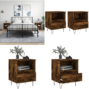 vidaXL Nachtkastjes 2 st 40x35x50 cm bewerkt hout gerookt eikenkleurig - Nachtkastje - Nachtkastjes - Bijzettafel - Wandkastje