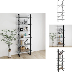 vidaXL Hoge Kast - Hoge Kasten Boekenkast - Boekenschap - Kast - Hoge kast 80x30x210 cm bewerkt hout grijs sonoma eikenkleurig