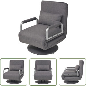vidaXL Draaistoel en slaapbank - Donkergrijs - 60x75x80 cm Draaistoel - Slaapbank - Loungestoel - Multifunctionele Stoel - Designfauteuil