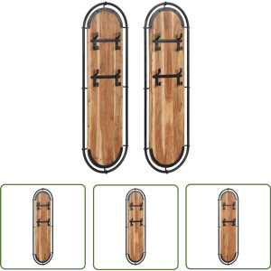 vidaXL Wandkapstokken - Set van 2 - Acaciahout & IJzer Wandkapstok - Houten Kapstok - Acacia Hout - Entree Decoratie - Kledingopstelling