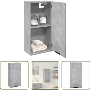 vidaXL Wandmontage - Badkamerkast - Badkamerkast wandgemonteerd 32x20x67 cm betongrijs - Betongrijs - Badkameropbergruimte - Houten Kast