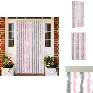 vidaXL Vliegengordijn - Vliegengordijnen - Vliegengordijn Deur - Deurgordijn - Vliegengordijn 100x230 cm chenille zilvergrijs en roze