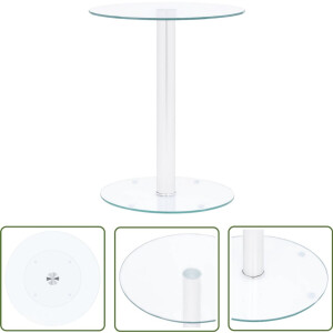 vidaXL Salontafel 40 cm - Gehard Glas Transparant Salontafel - Transparant - Zilveren - Geharde Glas - Modern