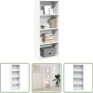 vidaXL Houten Boekenkast - Boekenkast - Boekenkast 60x30x152 cm bewerkt hout wit - Opbergkast - Bibliotheekkast - Livingroom Furniture