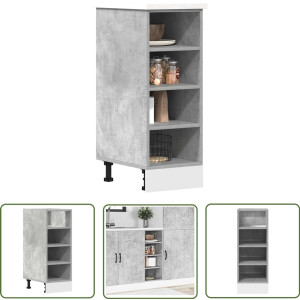 vidaXL Keukenopbergruimte - Onderkasten - Onderkast Riga 30x44,5x81,5 cm bewerkt hout betongrijs - Houten Kast - Betonnen Grijze Kast - Opslagruimte