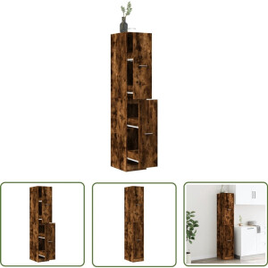 vidaXL Houten Kast - Apothekerkast - Apothekerskast 30x41x174,5 cm bewerkt hout gerookt eikenkleurig - Opslagoplossing - Bergruimte - Vintage Kast