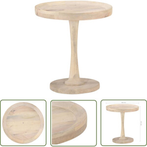 vidaXL Mangohout Meubilair - Bijzettafel - Bijzettafel Ø50x55 cm massief mangohout - Vintage Stijl - Salontafel - Houtsoort