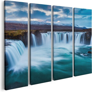 Artaza Canvas Schilderij Vierluik Watervallen In Het Blauw Groene Water - 80x60 - Foto Op Canvas - Canvas Print