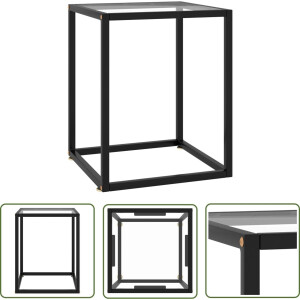 vidaXL Glas Tafellaar - Salontafel - Salontafel met gehard glas 40x40x50 cm zwart - Zware Salontafel - Zwarte Salontafel - Kleine Salontafel