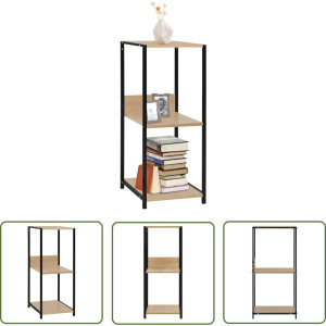 vidaXL Boekenstandaard - Boekenkast - Boekenkast 33,5x39,6x79,7 cm bewerkt hout zwart en eikenkleurig - Industriele Meubels - Compacte Boekenkast - Metalen Boekenkast