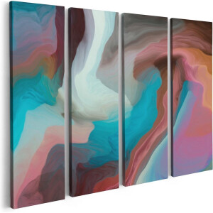 Artaza Canvas Schilderij Vierluik Abstracte Kunst - Kleurrijke Golven - 80x60 - Foto Op Canvas - Canvas Print