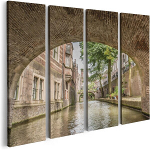 Artaza Canvas Schilderij Vierluik Gracht In Utrecht Onder De Brug - 80x60 - Foto Op Canvas - Canvas Print