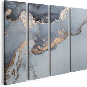 Artaza Canvas Schilderij Vierluik Abstracte Kunst Grijs Marmer - 80x60 - Foto Op Canvas - Canvas Print