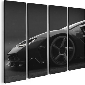 Artaza Canvas Schilderij Vierluik Zijaanzicht Zwarte Sportwagen Auto - 80x60 - Foto Op Canvas - Canvas Print