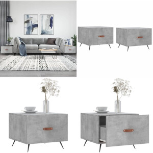 vidaXL Salontafels 2 st 50x50x40 cm bewerkt hout betongrijs - Salontafel - Salontafels - Bijzettafel - Banktafel