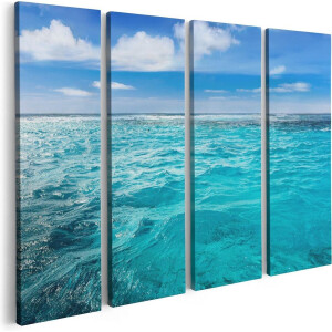 Artaza Canvas Schilderij Vierluik Blauwe Caribische Zee Water  - 80x60 - Foto Op Canvas - Canvas Print