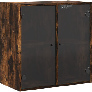 vidaXL - Wandkast - met - glazen - deuren - 68x37x68,5 - cm - gerookt - eikenkleurig