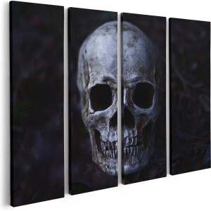 Artaza Canvas Schilderij Vierluik Schedel - Doodshoofd - 80x60 - Foto Op Canvas - Canvas Print