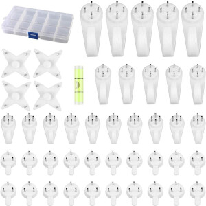 Jhubers Goods - Muur Foto Haken Set - Spijkerloze Foto Ophanging - Muur Spiegel Haken - Foto Hangende Haken - Schilderijen, Hoeden, Spiegels en Andere Objecten - 44 Stuks - Wit