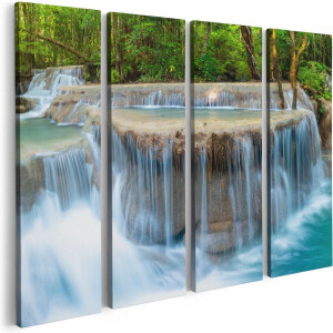 Artaza Canvas Schilderij Vierluik Waterval In Het Bos In Thailand - 80x60 - Foto Op Canvas - Canvas Print