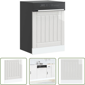 vidaXL Keukenfront - Vaatwaspaneel - Vaatwaspaneel Lucca bewerkt hout hoogglans wit - Houten Panel - Lucca Serie - Hoogglans Wit