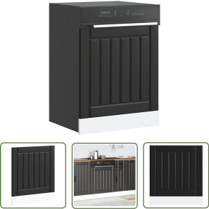 vidaXL Keukenaccessoires - Vaatwaspaneel - Vaatwaspaneel Lucca bewerkt hout zwart - Houten Panelen - Vaatwasserbeschermer - Lucca Serie