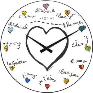 NeXtime Loving You Dome - Klok - Rond - Ø35 cm - Wit - Glas