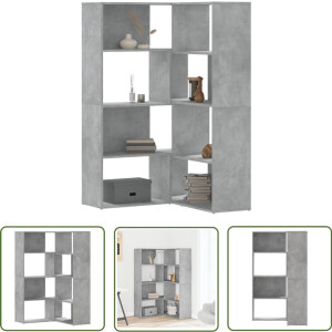 vidaXL Boekenkast - Hoeken Kast - Boekenkast 4-laags hoek 85x85x140 cm bewerkt hout betongrijs - Winkelkasten - Interieur Design - Houten Boekenkast