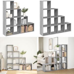 vidaXL Kamerscherm / boekenkast 131,5x29x131,5 cm hout grijs sonoma - Boekenkast - Boekenkasten - Boeken Plank - Schappenkast