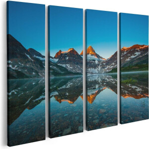 Artaza Canvas Schilderij Vierluik Berg Assiniboine Bij Het Meer In Canada - 80x60 - Foto Op Canvas - Canvas Print