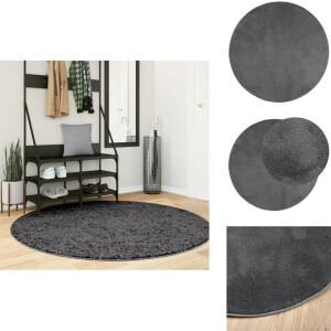 vidaXL Vloerkleed - Vloerkleden - Tapijt - Vloerbedekking - Vloerkleed OVIEDO laagpolig Ø 160 cm antracietkleurig