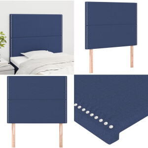 vidaXL Hoofdborden 2 st 100x5x78/88 cm stof blauw - Hoofdbord - Hoofdborden - Hoofdeinde - Houten Hoofdbord