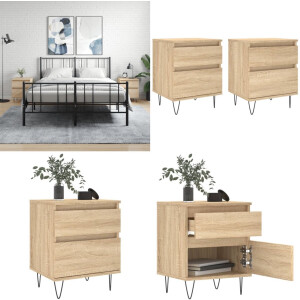 vidaXL Nachtkastjes 2 st 40x35x50 cm sonoma eikenkleurig - Nachtkastje - Nachtkastjes - Bijzettafel - Wandkastje