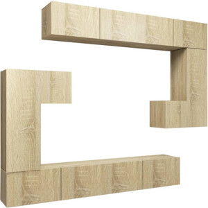 vidaXL - 8-delige - Tv-meubelset - bewerkt - hout - sonoma - eikenkleurig