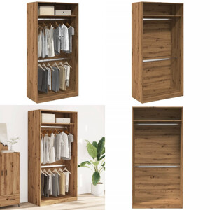vidaXL Kledingkast 100x50x200 cm bewerkt hout artisanaal eikenkleurig - Kledingkast - Kledingkasten - Klerenkast - Garderobekast