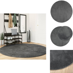 vidaXL Vloerkleed - Vloerkleden - Tapijt - Vloerbedekking - Vloerkleed OVIEDO laagpolig Ø 200 cm antracietkleurig