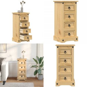 vidaXL Nachtkastje Corona 35x32,5x74 cm massief grenenhout - Nachtkastje - Nachtkastjes - Bijzettafel - Wandkastje