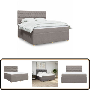 vidaXL Boxspring met matras taupe 180x200 cm Boxspring - Tweepersoonsbed - Boxspring Bed - Slaapcomfort - Taupe