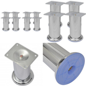 vidaXL Bankpoten 8 st rond 120 mm chroomkleurig - Bankpoot - Bankpoten - Bankschraag - Bankschragen