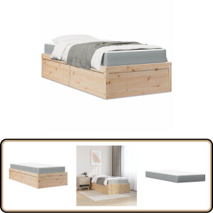 vidaXL Bed met matras massief grenenhout 90x200 cm