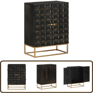 vidaXL Dressoir 55x34x75 cm massief mangohout en ijzer zwart