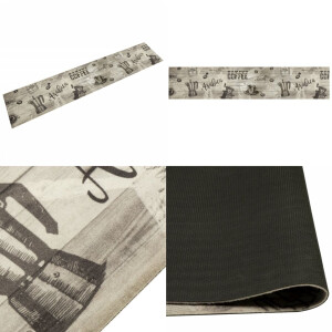 vidaXL Keukenmat wasbaar koffieprint 60x300 cm fluweel grijs - Keukenmat - Keukenmatten - Keukentapijt - Kleed